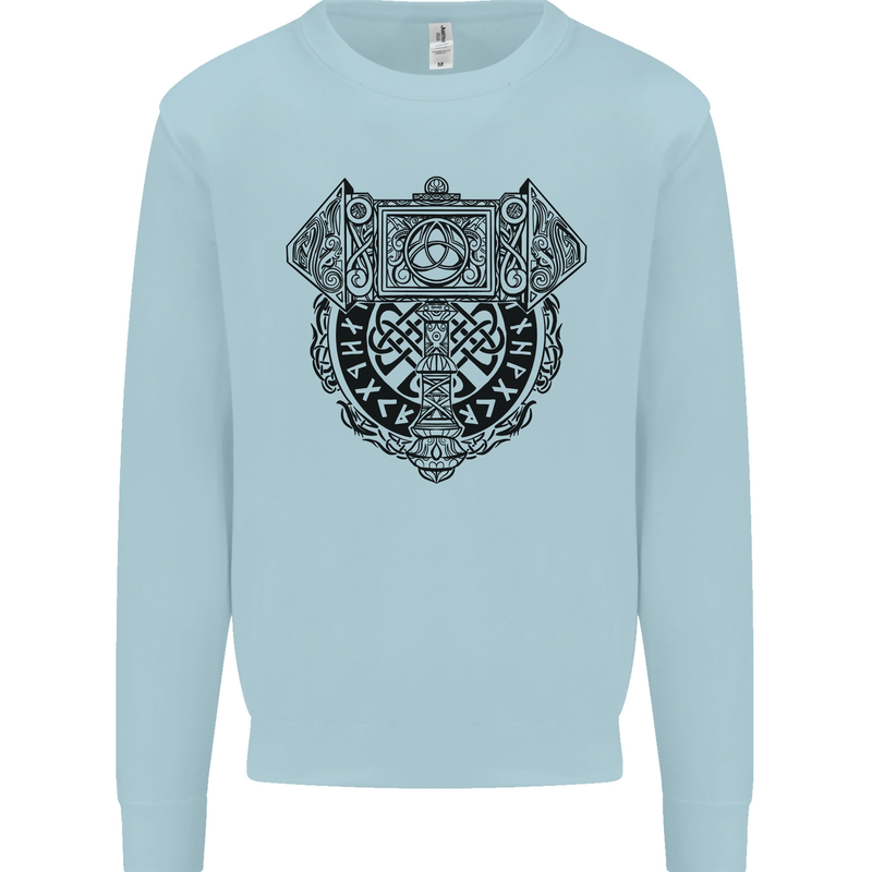 Mjolnir Thor Viking Hammer Kids Sweatshirt Jumper Light Blue