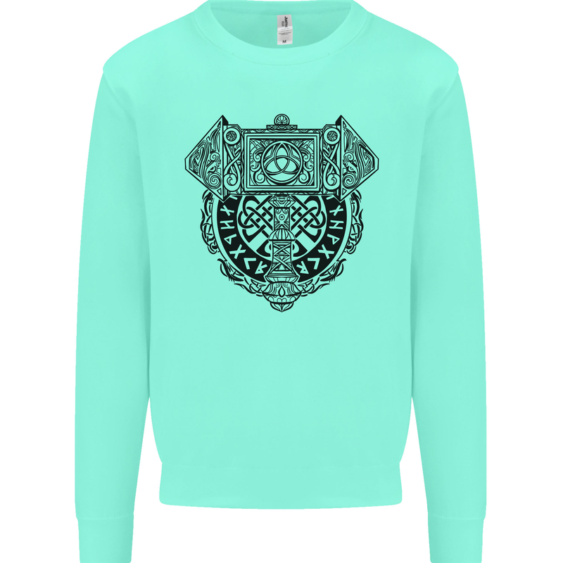Mjolnir Thor Viking Hammer Kids Sweatshirt Jumper Peppermint
