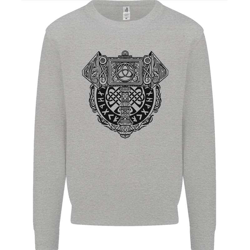 Mjolnir Thor Viking Hammer Kids Sweatshirt Jumper Sports Grey