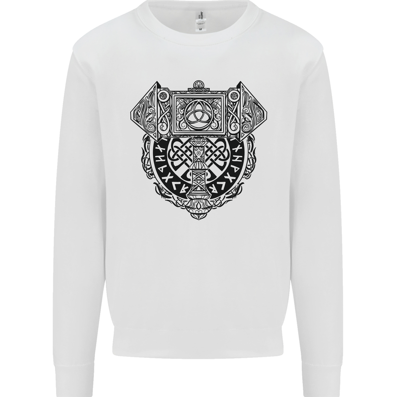 Mjolnir Thor Viking Hammer Kids Sweatshirt Jumper White