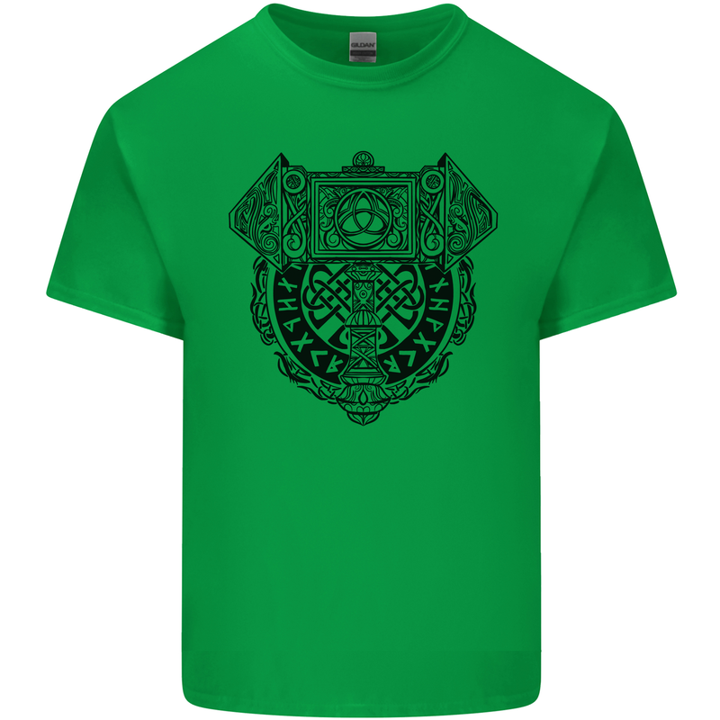 Mjolnir Thor Viking Hammer Mens Cotton T-Shirt Tee Top Irish Green