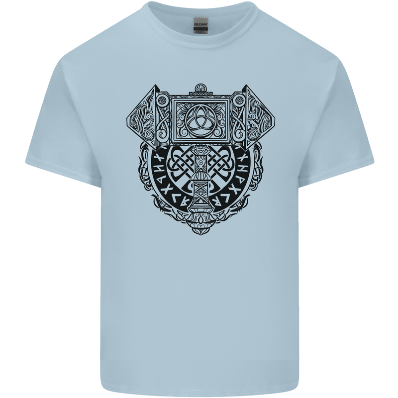 Mjolnir Thor Viking Hammer Mens Cotton T-Shirt Tee Top Light Blue