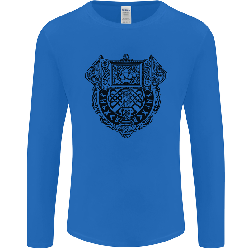 Mjolnir Thor Viking Hammer Mens Long Sleeve T-Shirt Royal Blue