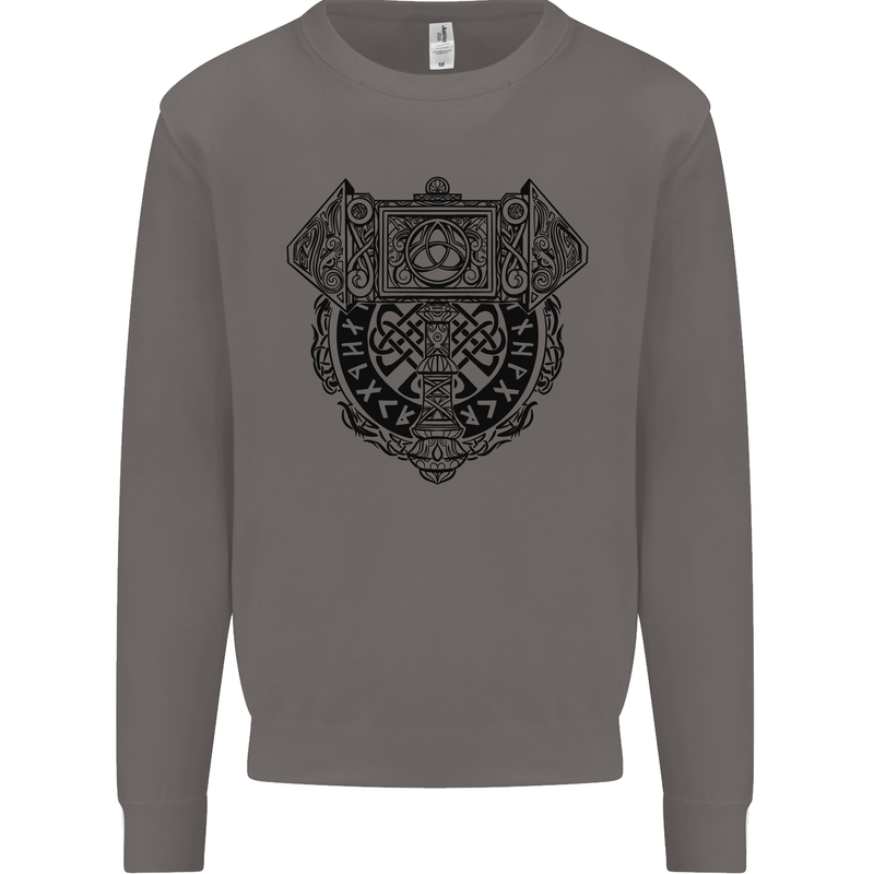 Mjolnir Thor Viking Hammer Mens Sweatshirt Jumper Charcoal