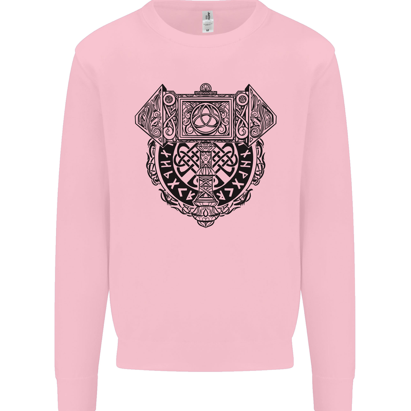 Mjolnir Thor Viking Hammer Mens Sweatshirt Jumper Light Pink