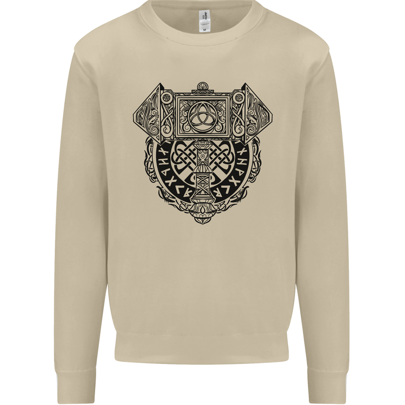 Mjolnir Thor Viking Hammer Mens Sweatshirt Jumper Sand