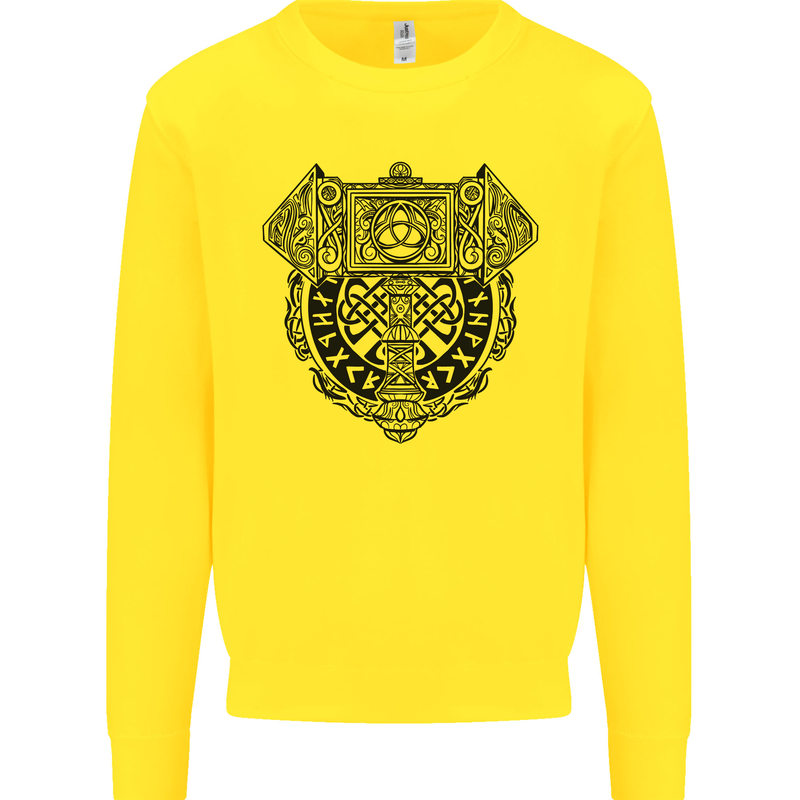 Mjolnir Thor Viking Hammer Mens Sweatshirt Jumper Yellow