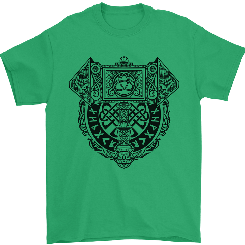Mjolnir Thor Viking Hammer Mens T-Shirt 100% Cotton Irish Green