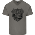 Mjolnir Thor Viking Hammer Mens V-Neck Cotton T-Shirt Charcoal