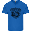 Mjolnir Thor Viking Hammer Mens V-Neck Cotton T-Shirt Royal Blue