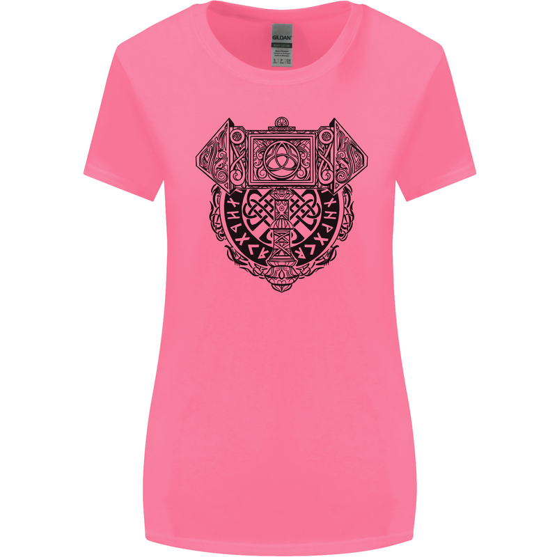 Mjolnir Thor Viking Hammer Womens Wider Cut T-Shirt Azalea