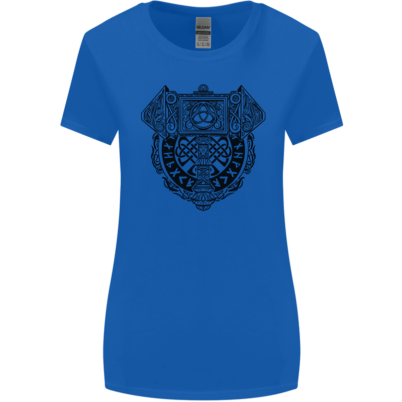 Mjolnir Thor Viking Hammer Womens Wider Cut T-Shirt Royal Blue