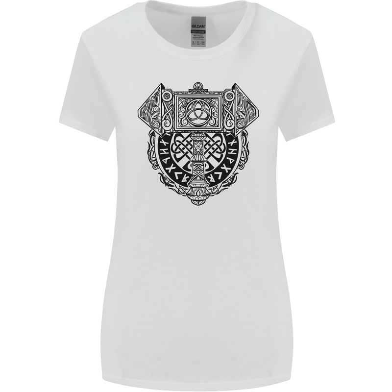 Mjolnir Thor Viking Hammer Womens Wider Cut T-Shirt White