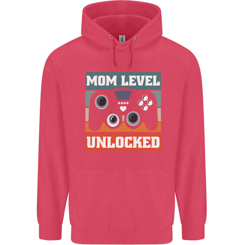 Mom Level Unlocked New Mommy Baby Born Childrens Kids Hoodie Heliconia