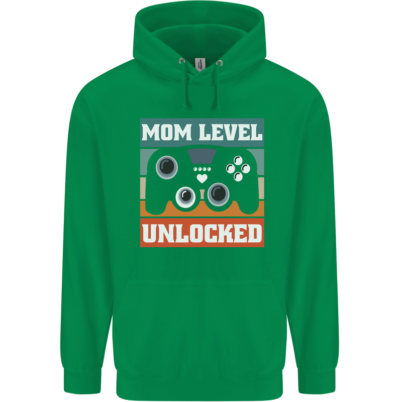 Mom Level Unlocked New Mommy Baby Born Childrens Kids Hoodie Irish Green