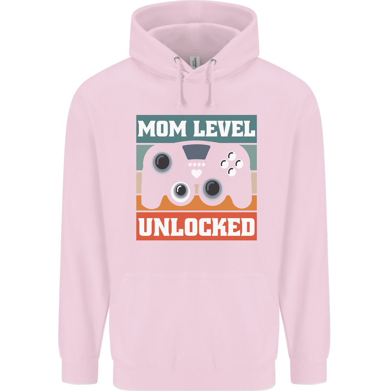 Mom Level Unlocked New Mommy Baby Born Childrens Kids Hoodie Light Pink