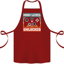 Mom Level Unlocked New Mommy Baby Born Cotton Apron 100% Organic Maroon