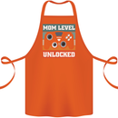 Mom Level Unlocked New Mommy Baby Born Cotton Apron 100% Organic Orange