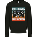 Mom Level Unlocked New Mommy Baby Born Kids Sweatshirt Jumper Black