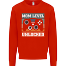 Mom Level Unlocked New Mommy Baby Born Kids Sweatshirt Jumper Bright Red