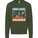 Mom Level Unlocked New Mommy Baby Born Kids Sweatshirt Jumper Forest Green