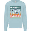 Mom Level Unlocked New Mommy Baby Born Kids Sweatshirt Jumper Light Blue