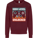 Mom Level Unlocked New Mommy Baby Born Kids Sweatshirt Jumper Maroon