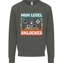 Mom Level Unlocked New Mommy Baby Born Kids Sweatshirt Jumper Storm Grey