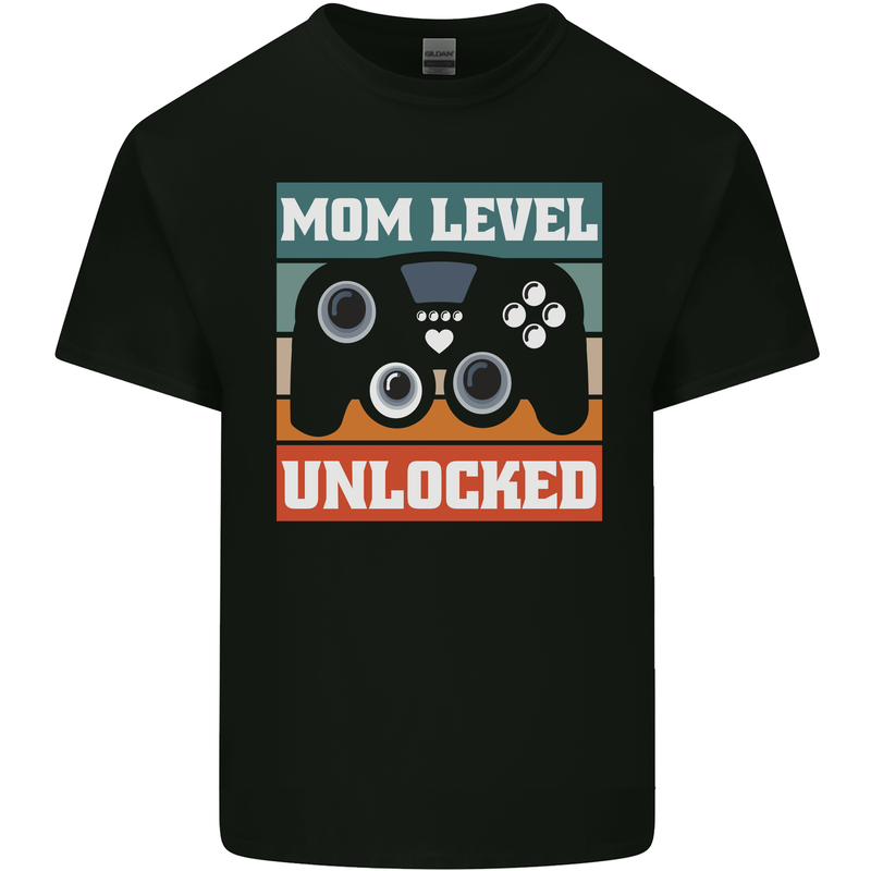 Mom Level Unlocked New Mommy Baby Born Kids T-Shirt Childrens Black