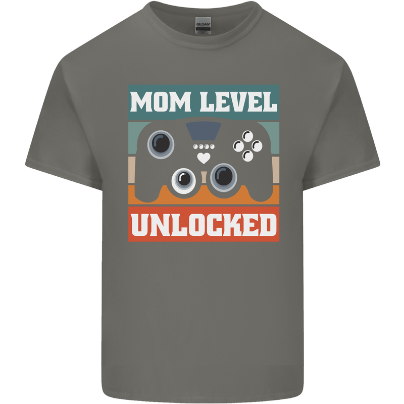 Mom Level Unlocked New Mommy Baby Born Kids T-Shirt Childrens Charcoal