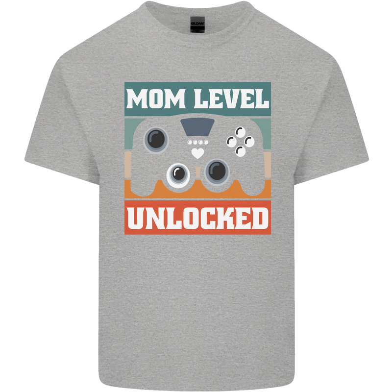 Mom Level Unlocked New Mommy Baby Born Kids T-Shirt Childrens Sports Grey