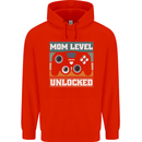 Mom Level Unlocked New Mommy Baby Born Mens 80% Cotton Hoodie Bright Red