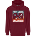 Mom Level Unlocked New Mommy Baby Born Mens 80% Cotton Hoodie Maroon