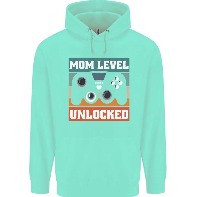 Mom Level Unlocked New Mommy Baby Born Mens 80% Cotton Hoodie Peppermint