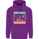 Mom Level Unlocked New Mommy Baby Born Mens 80% Cotton Hoodie Purple