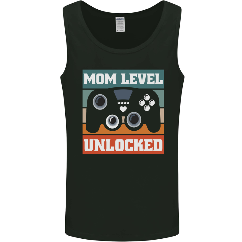 Mom Level Unlocked New Mommy Baby Born Mens Vest Tank Top Black