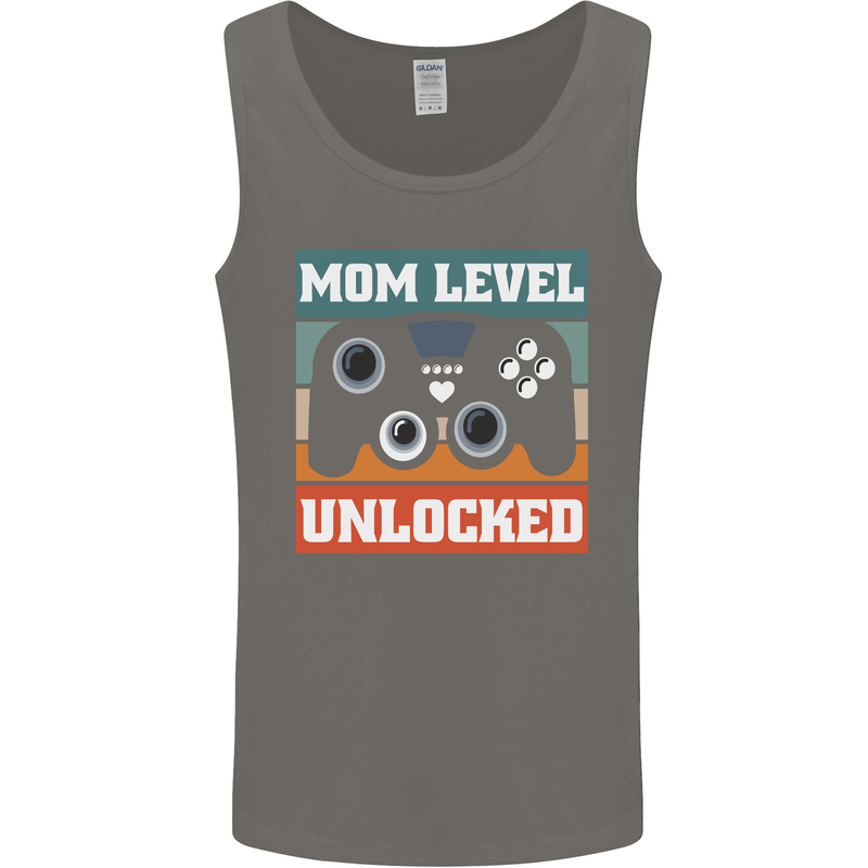 Mom Level Unlocked New Mommy Baby Born Mens Vest Tank Top Charcoal