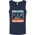 Mom Level Unlocked New Mommy Baby Born Mens Vest Tank Top Navy Blue