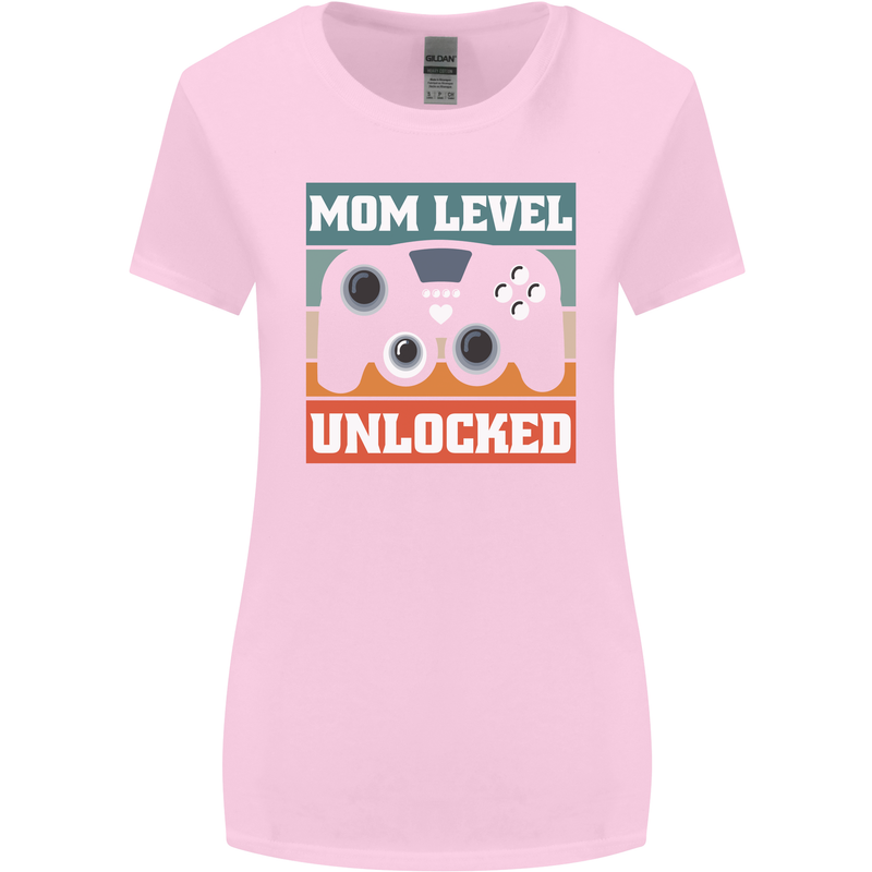 Mom Level Unlocked New Mommy Baby Born Womens Wider Cut T-Shirt Light Pink
