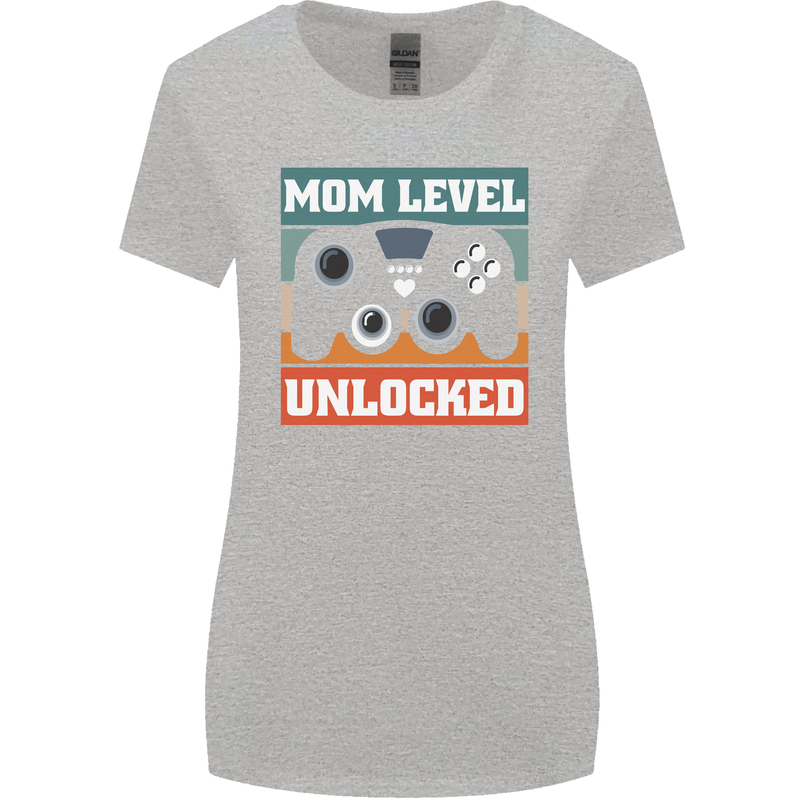 Mom Level Unlocked New Mommy Baby Born Womens Wider Cut T-Shirt Sports Grey
