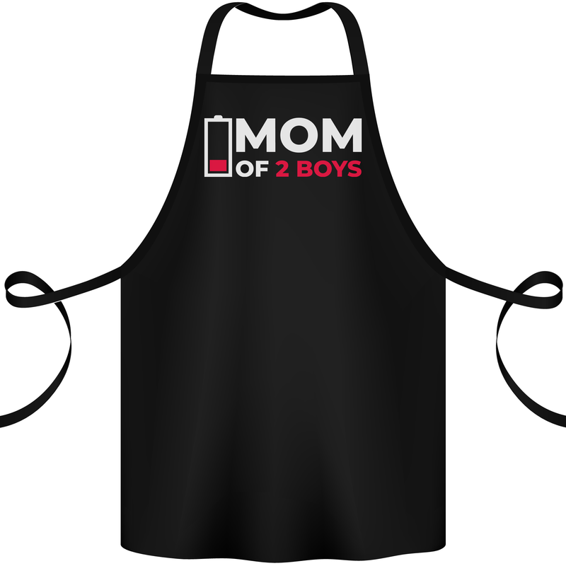 Mom of 2 Boys Funny Mother's Day Cotton Apron 100% Organic Black