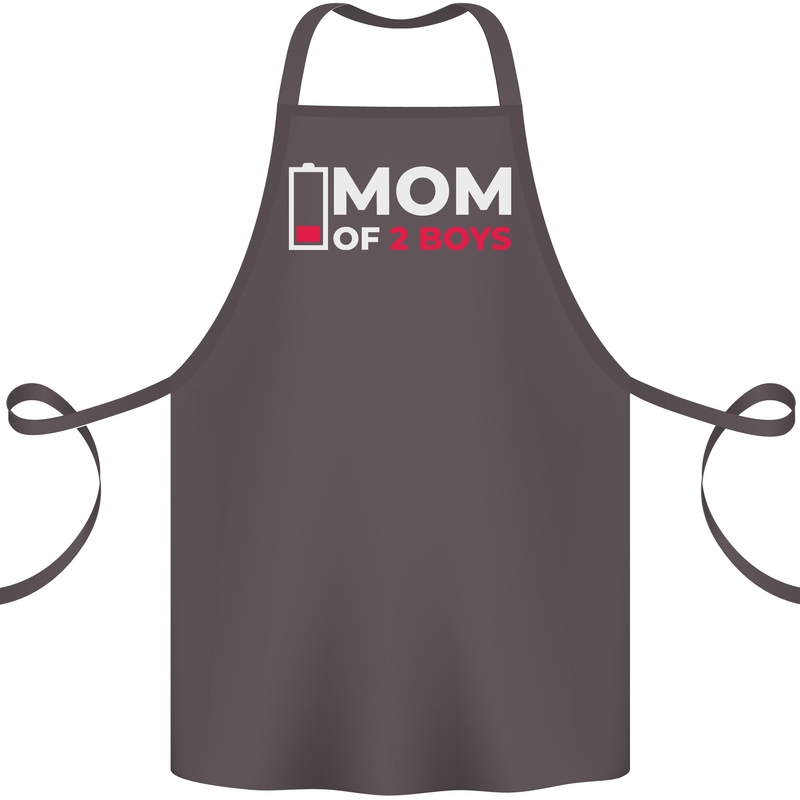 Mom of 2 Boys Funny Mother's Day Cotton Apron 100% Organic Dark Grey