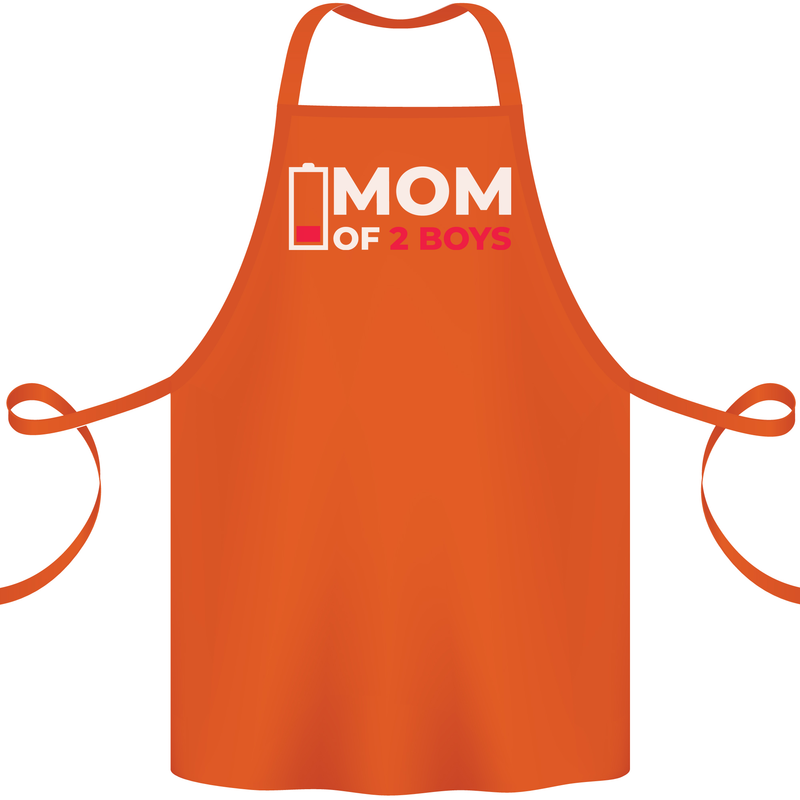 Mom of 2 Boys Funny Mother's Day Cotton Apron 100% Organic Orange