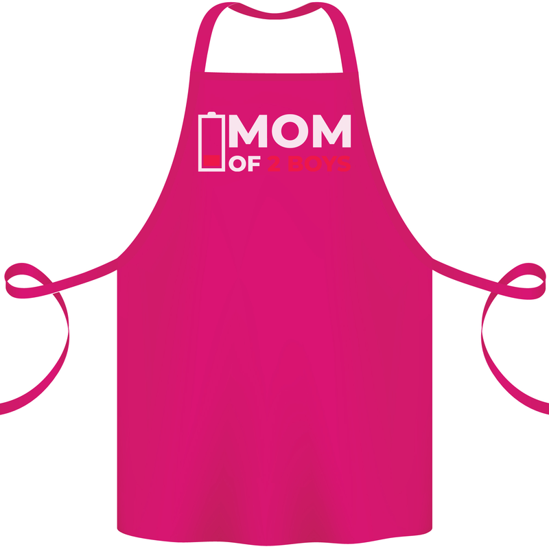 Mom of 2 Boys Funny Mother's Day Cotton Apron 100% Organic Pink