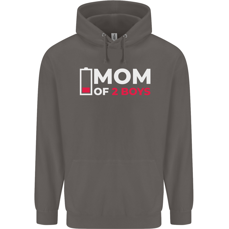 Mom of 2 Boys Funny Mother's Day Mens 80% Cotton Hoodie Charcoal