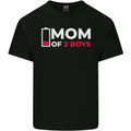 Mom of 2 Boys Funny Mother's Day Mens Cotton T-Shirt Tee Top Black