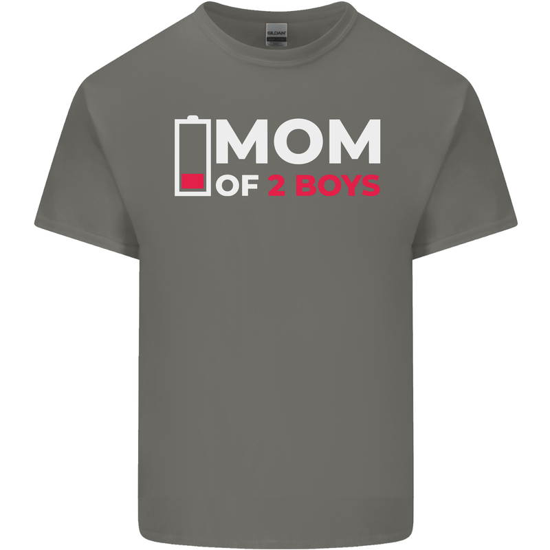 Mom of 2 Boys Funny Mother's Day Mens Cotton T-Shirt Tee Top Charcoal