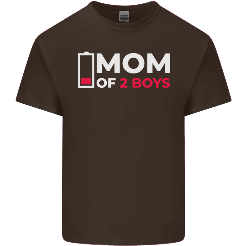 Mom of 2 Boys Funny Mother's Day Mens Cotton T-Shirt Tee Top Dark Chocolate