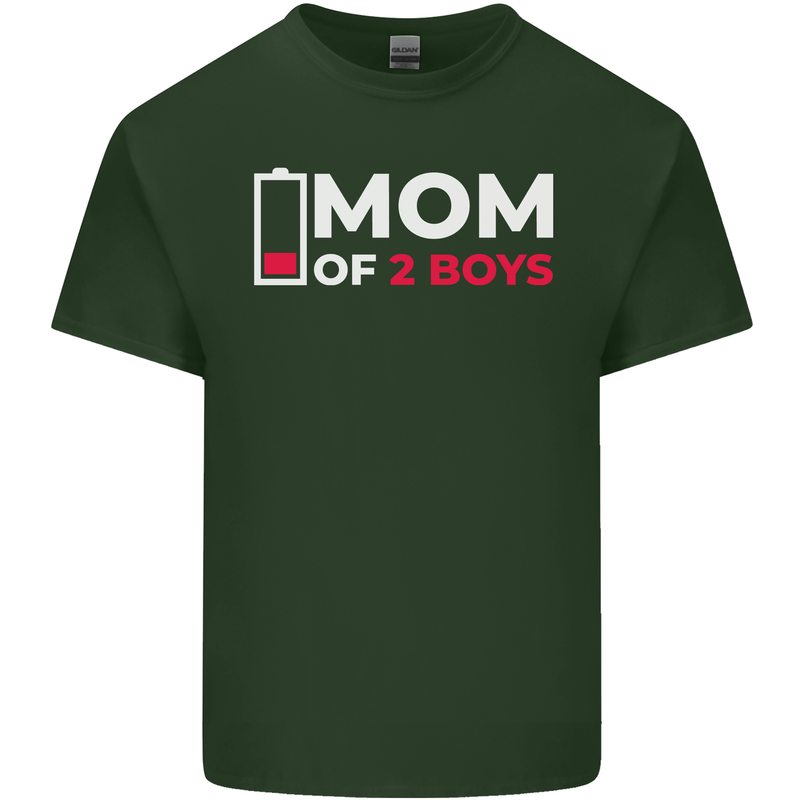 Mom of 2 Boys Funny Mother's Day Mens Cotton T-Shirt Tee Top Forest Green