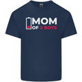Mom of 2 Boys Funny Mother's Day Mens Cotton T-Shirt Tee Top Navy Blue